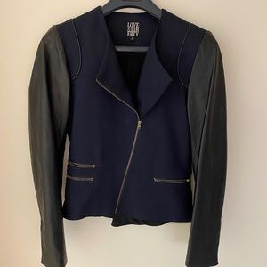 Love & Liberty Wool/Leather Jacket in Navy Blue/Black - New